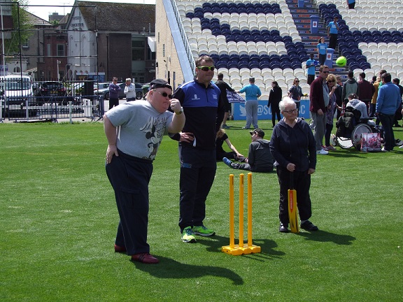Participants play on outfield