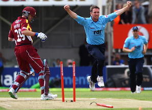 Kirtley celebrates a wicket